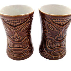 Daga Tiki Mugs Ceramic Warrior Lot 2 Brown Hawaii Honda 1985 Cars